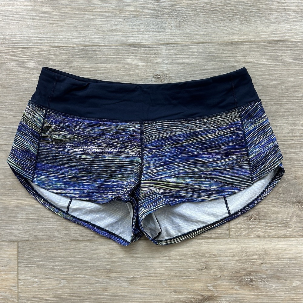 Lululemon Size 6 Low Rise Speed Up Shorts 2.5" Interconnect Blue Multi TrueNavy